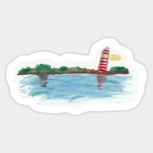 Watercolor Island Lighthouse Sticker